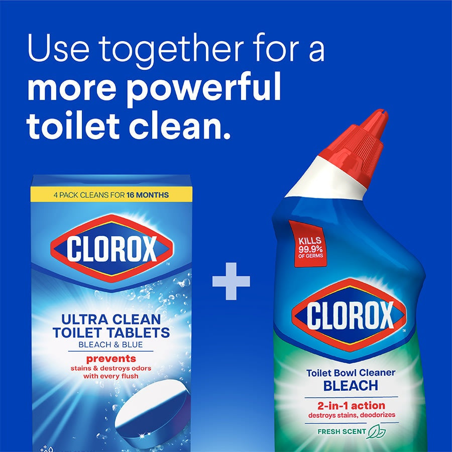 Clorox Ultra Clean Toilet Tablets Bleach & Blue | 2 ct. and 4 ct., Bathroom