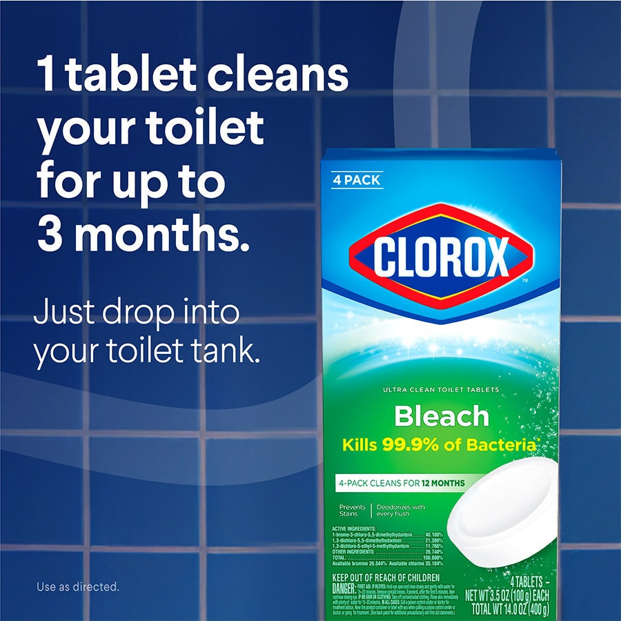 Clorox Ultra Clean Toilet Tablets Bleach | 2 ct. and 4 ct., Bathroom