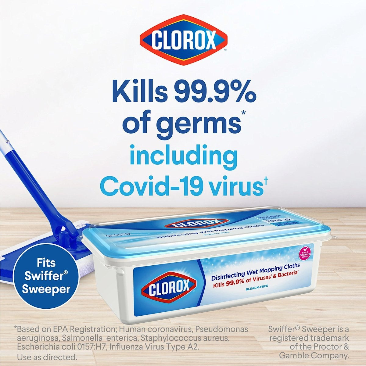 Clorox Disinfecting Wet Mopping Cloths | 12 ct. and 24 ct., Floors