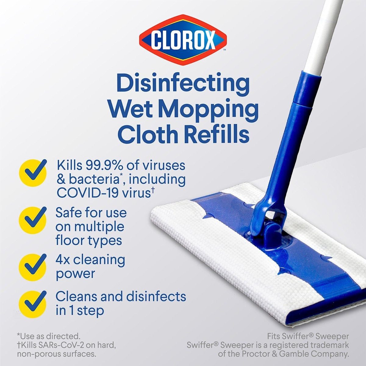 Clorox Disinfecting Wet Mopping Cloths | 12 ct. and 24 ct., Floors